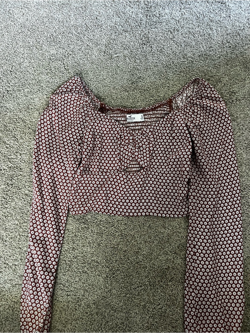 Hollister Red Floral Long-Sleeve Crop Top